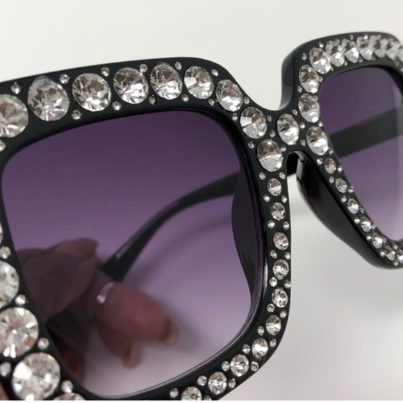 Oversized Rhinestone Black Sunnies!! - Picture 7 of 7